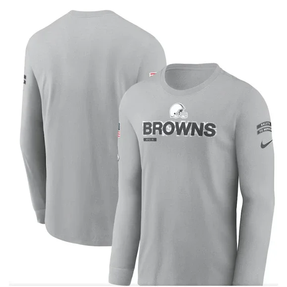 NFL NIKE Browns Men’s Gray Long Sleeve Size XXL MSRP $ 50 NWT - Picture 2 of 4